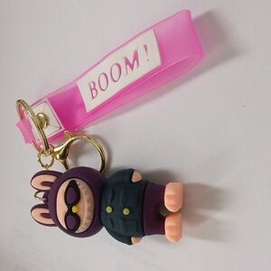 Brown Keychain with Pink Strap